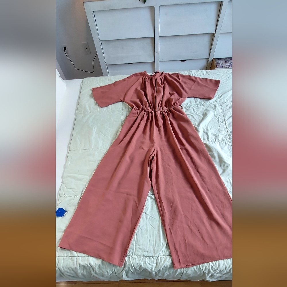 Zara- Women's Rusty Mauve Jumpsuit-EUC Sz L